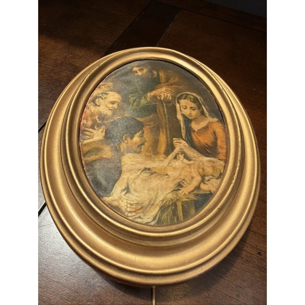 VTG Hanging German Reuge-like Music box Pull String Silent Night Princess WORKS!